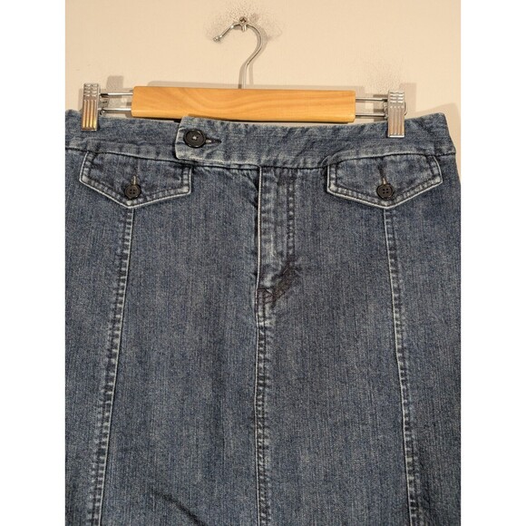 Eddie Bauer Women Denim Jean Maxi Skirt Sz 10 Tall Cottagecore Country Modest - Picture 3 of 8